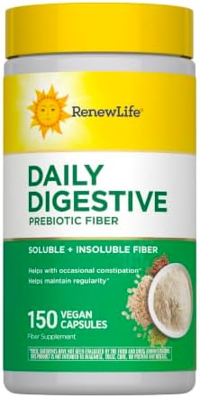 Renew Life Daily Digestive Prebiotic Fiber | 150 Vegan Capsules