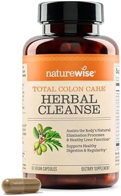 Naturewise Total Colon Care Herbal Cleanse - With Prebiotics, Botanicals, & Antioxidants - for Regular Bowel Movement, Digestion, Gut Health - Vegan
