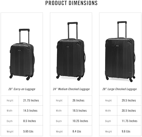 Kenneth Cole REACTION Out of Bounds Lightweight Hardshell 4-Wheel Spinner Luggage, Teal, 20-Inch Carry On