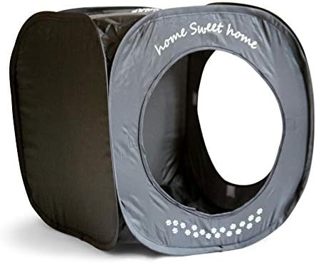 Home Sweet Home Pop Up Cat Cube. A Collapsible Indoor Cat House. Covered Pet Bed Hideaway Cave for Dogs and Other Pets Too