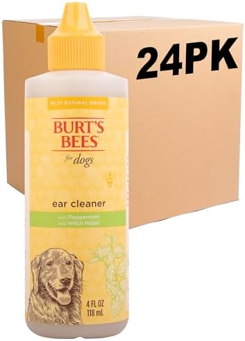 BURT'S BEES FOR PETS Ear Cleaner for Dogs with Pepeprmint and Witch Hazel, 99.7% Natural Origin Formulas, Dog Ear Cleaner, Ear Cleaning Solution for Dogs, 4 oz | 99.7 percent natural origin formula, gentle ear cleaning solution, for routine daily groomin…