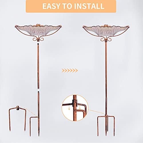 MUMTOP Glass Bird Bath for Outside, Blue Bird Feeder Birdbaths for Oudoors