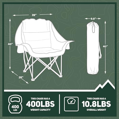 OUTSIDER Oversized Padded Folding Camping Chair | Heavy Duty Padded Outdoor Chair with 400 Lbs Weight Capacity for Camping, Lawn, Balcony, Patio.