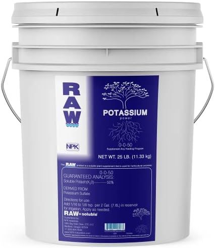 RAW Potassium Fertilizer - Water Soluble High Potassium for Plants, 8 oz | Fertilizer for Garden Use and Vegetable Cultivation - Bloom & Fruiting Plant, Hydroponic and Greenhouse Production