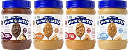 Peanut Butter & Co. Peanut Butter Variety Pack, 4 Flavors, 16 oz (4 Pack) | Non-GMO Project Verified, Gluten Free, Vegan, 6-7g Protein, 4 Flavors, No HFCS, USA-Frown, Pantry-Friendly Pack
