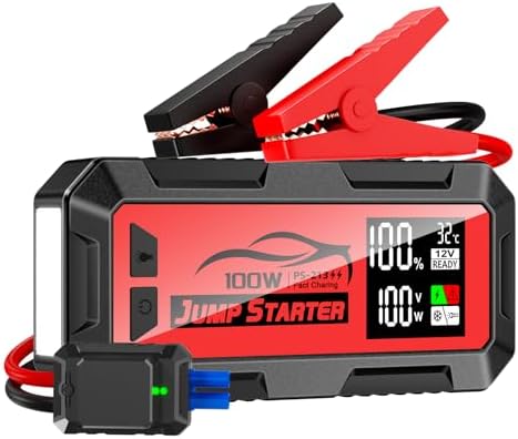 16000A Battery Jumper Starter Portable, PD 100W Output Power Bank, 12V Car Starter Jump Box & Battery Booster for All Gas & Up to All Diesel Engines