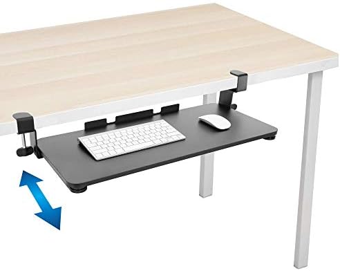 Mount-It! Clamp-On Under Desk Keyboard Tray, No-Drill Slide-Out Keyboard & Mouse Platform, 26.4" W × 11.8" D, Adjustable Ergonomic Keyboard Drawer