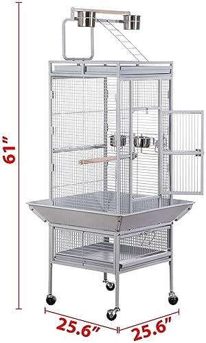Nova Microdermabrasion 68-Inch Height Wrought Iron Standing Large Play Top Bird Cage for African Grey Small Quaker Parrot Cockatiel Sun Parakeet Green Cheek Conure Dove Budgie Lovebird