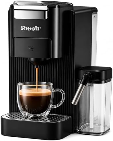 19 Bar Multi-Capsule Coffee Maker with Milk Frother | Compatible with Nespresso/K-Cup/E.S.E./DG, Adjustable Temp & Volume, 1.2L Water Tank