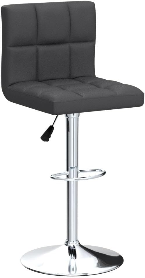 Homall Bar Stools Modern PU Leather Adjustable Swivel Barstools, Armless Hydraulic Kitchen Counter Bar Stool Extra Height Square Island Barstool with Back Set of 2 (Leather, White)