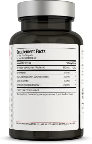 LES Labs Insulin Health Metabolic Health & Support Supplement, 60 Capsules | Metabolic Health, Carbohydrate & Lipid Metabolism, Berberine, Chromium