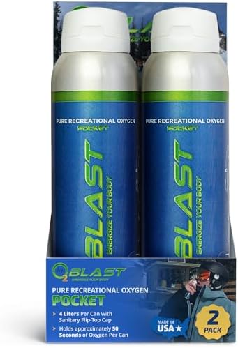 O2 Blast - 4L Portable Oxygen Can with Flip-Top Cap, Compact Design, 6-Pack