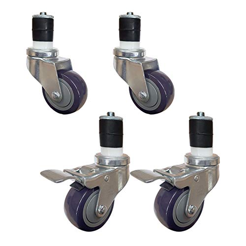 3" Casters for Stainless Steel Work Table | Wheels for Metal Prep Tables | Set of 4