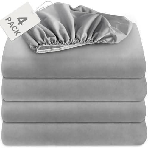 2 Pack Hospital Bed Sheets Fitted 36’’×84’’×14’’ Hospital Bed Sheet, Grey | Fit for Home & Hospital Care Beds, Shrinkage & Stain Resistant RV Twin Sheets for RV Twin/Bunk Mattress