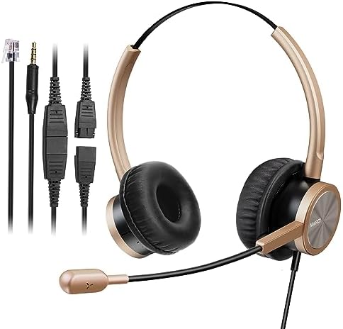 MAIRDI Phone Headset with RJ9 & 3.5mm Jacks for Call Center Deskphone Cell Phone PC Laptop