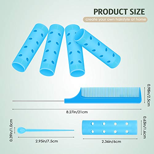 Syhood 29 Pcs Small Hair Rollers 0.63 Inch Plastic Curlers with Comb, Blue