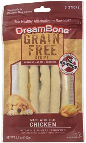 DreamBone DreamSticks Grain-Free Rawhide-Free Dog Treats, 5 Count | No Wheat, Soy or Gluten, Daily Chew, Digests Safely and Completely