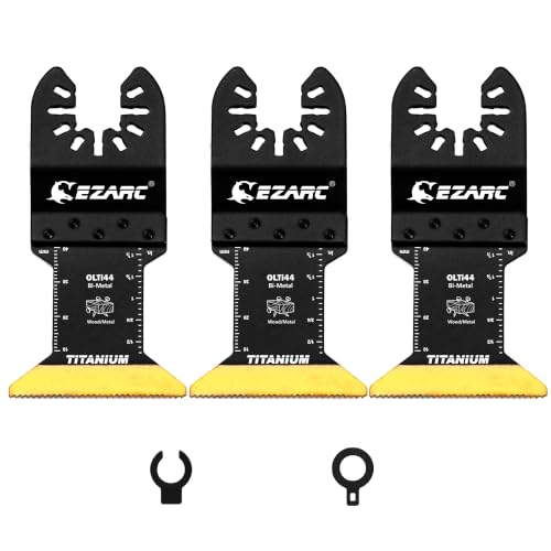 EZARC Titanium Oscillating Tool Blades, Oscillating Multitool Blades for Metal, Wood Nails, Screws Cutting, Plastic, 3 Pack