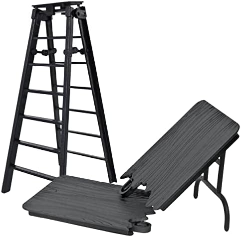 Black Table & Ladder Set for Wrestling Action Figures | Create High-Flying Ladder Matches & Table Crashes with a 7 Inch Ladder and Reusable