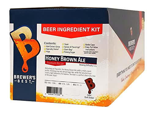 Brewer's Best - 1036 - Home Brew Beer Ingredient Kit (5 gallon), (Honey Brown Ale) Yellow