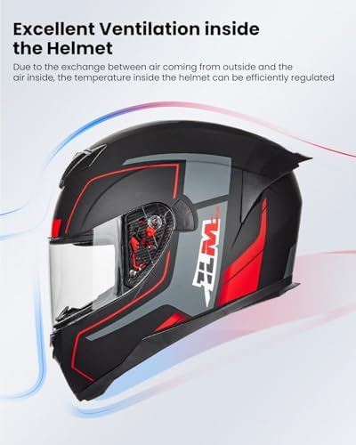 ILM Full Face Motorcycle Helmet for Motocross Street Bike DOT Certified 2 Visors Model-317(Gloss Black, L)