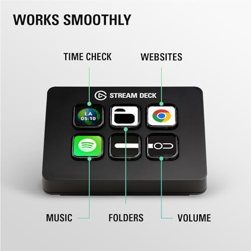 Elgato Stream Deck Mini, 6 Customizable LCD Macro Keys | Compatible with Zoom, Teams, Office, Adobe apps and more, Drag-and-drop setup