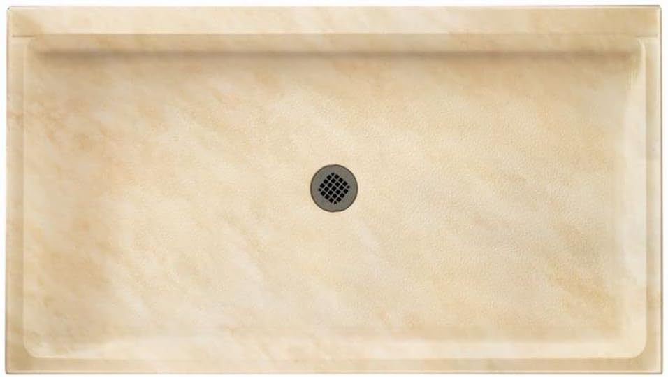 Swan SF03454MD.130 54-in L x 34-in W x 5.5-in H Solid Surface Shower Base, Ice