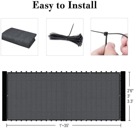 SUNLAX 3'x10' Black Balcony Privacy Screen Fence Windscreen 90% UV Block
