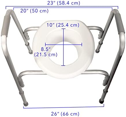 PCP Raised Toilet Seat and Safety Frame, Pre-Assembled Tool Free, Secure Adjustable Height, Made in USA, Regular