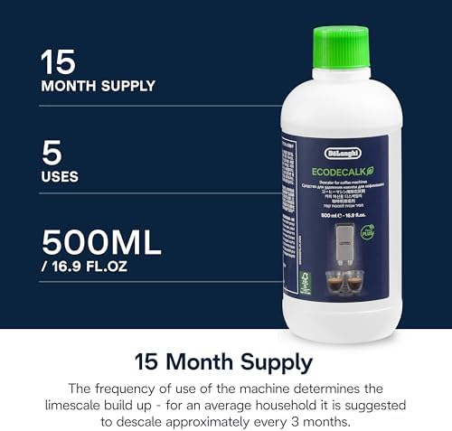 De'Longhi EcoDecalk Universal Descaler, for Coffee Machines 16.90 oz | Safe Formula, Universally Compatible, 15 Month Supply, Easy to Use