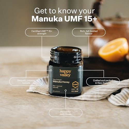 Happy Valley UMF 15+ Mānuka Honey, MGO 514+, Raw New Zealand Honey, Superfood for Immune and Digestive Support, UMF Certified, Non-GMO