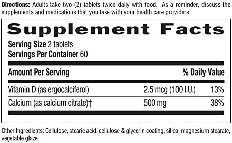 Country Life Calcium Citrate with Vitamin D – 500mg – Highly Absorbable Calcium Supplement – Certified Gluten Free, Vegan, Halal, Non-GMO – 120 Tablets