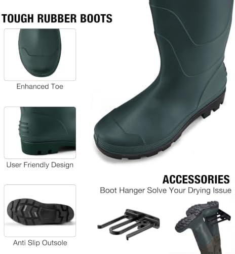 Waders for Men Waterproof Women Fishing Chest Wader with Boots | 2-Ply Nylon/PVC, for hunting & fishing, with boot hanger