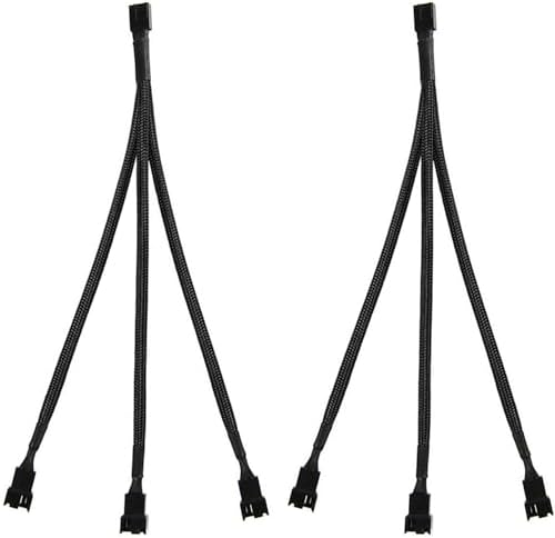 2 Pack 3 Way 4 Pin PWM Fan Splitter Cable, PC Extension Cable Converter for Computer ATX Case 4-Pin/3-Pin Cooling, 10.6" 1 to 3