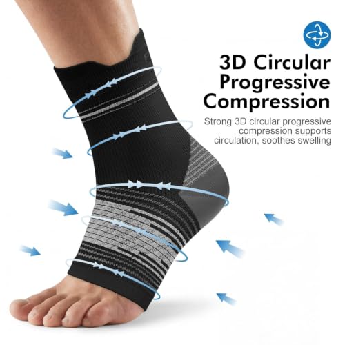 PAPLUS 6 Pairs Plantar Fasciitis Socks, Compression Socks with Arch Support