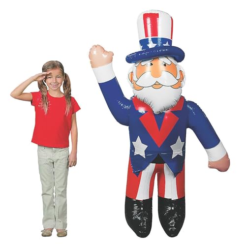 Fun Express 64" Jumbo Blow Up Uncle Sam Inflatable – 5+ Foot Patriotic 4th of July Decorations Outdoor Yard Decor | Heavy Duty Patriotic for