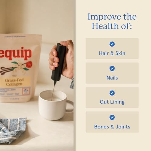 Equip Foods Grass Fed Collagen Powder | Hydrolyzed Bovine Collagen Peptides with Amino Acids | Prime Beef Collagen for Healthy Joints, Skin & Nails | Non-GMO, Paleo Friendly | 30 Servings, Unflavored