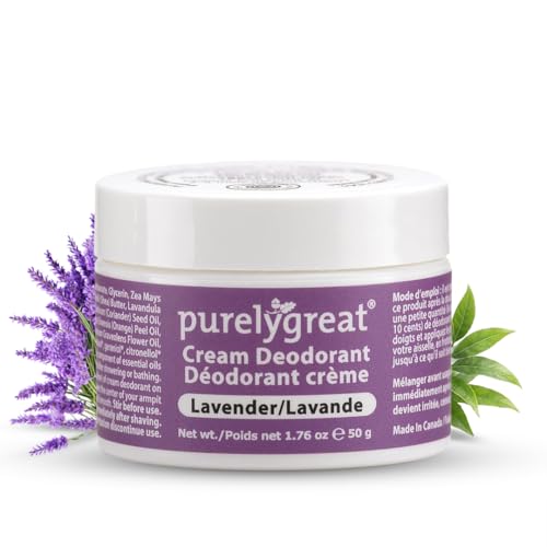 Purelygreat Natural Unscented Cream Deodorant for Women & Men | Aluminum Free Deodorant Women & Men | Vegan & Long Lasting Odor Control | Chemicals, Parabens, BPA & Cruelty Free | 1.76 oz
