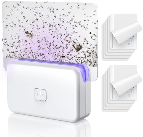 LFSYS 2 Pcs Fruit Fly Traps for Indoors (2 Device+10 Refills) Plug in UV Light Fly Trap for Gnats, Fruit Flies, Flying Insects Sleek Design Indoor Safe