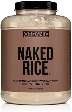 NAKED nutrition Rice - Organic Brown Rice Protein Powder - Vegan Protein Powder - 5Lb Bulk, Gmo Free, Gluten Free & Soy Free. Plant-Based Protein, No Artificial Ingredients - 76 Servings