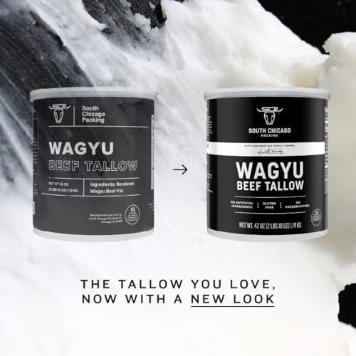 South Chicago Packing 100% Pure Wagyu Beef Tallow, 42 Ounces – Paleo & Keto Friendly Cooking Fat for Searing, Sautéing & Frying