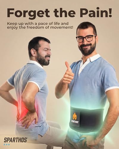 Sparthos Back Brace for Women & Men, Sciatica, Lower Back Pain - Black-L | Herniated Disc & Scoliosis Pain Relief, Adjustable Back Support Belt, Lumbar Pad, Breathable Mesh for Work & Heavy Lifting