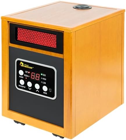 Dr. Infrared Heater DR-968H Indoor Portable Space Heater with Humidifier, 1500-Watt, Cherry