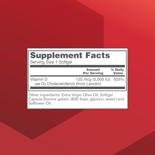 PROTOCOL FOR LIFE BALANCE - Vitamin D3 5000 IU (High Potency) Supports Calcium Absorption, Bone and Dental Health, Immune System Function