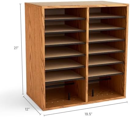 Safco Wood Adjustable Literature Organizer, 16 Compartment with Adjustable Shelves, CDs Storage, and Durable Laminate Finish, for Home Office