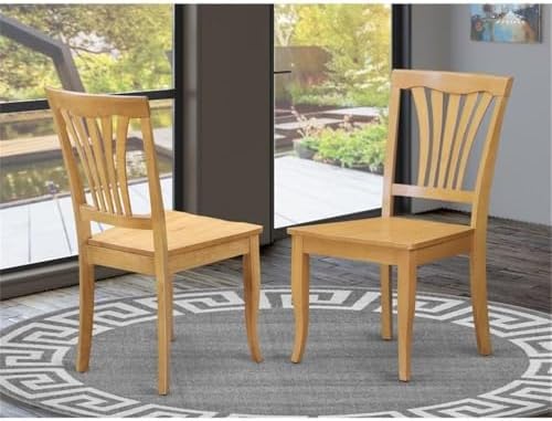 East West Furniture AVC-SBR-LC Avon Dining Chairs - Faux Leather Upholstered Wood Chairs, Set of 2, Saddle Brown