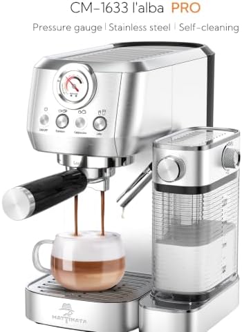 MAttinata 1633L Espresso Machine, Cappuccino Machine with Auto Milk Frother | 20 Bar Coffee Maker, Italian Pump, Fast Heating, Self Cleaning