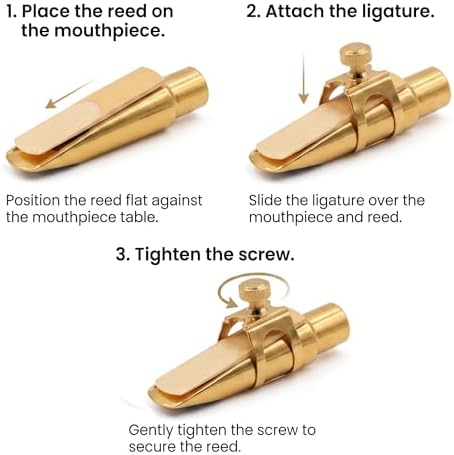Professional Alto Saxophone Ligature for Metal Mouthpiece - Upgraded Single Screw Design, Gold Brass Ligature with Protective Cap for Slim Alto Sax Metal Mouthpieces