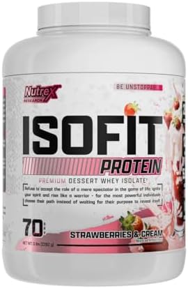 Nutrex Research IsoFit Chocolate Whey Isolate Protein Powder 100% Whey Protein Isolate | Muscle Recovery, Naturally High EAAs | Fast Absorbing, Easy Digestion | (Chocolate Shake 2lbs 30 Servings)