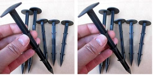 KINGLAKE 30 Pcs 4.3 inch Sturdy Plastic Stakes Anchors Rustproof for Holding Down Landscape Fabric Lawn Edging,Tents,Game Nets and Rain Tarps Black